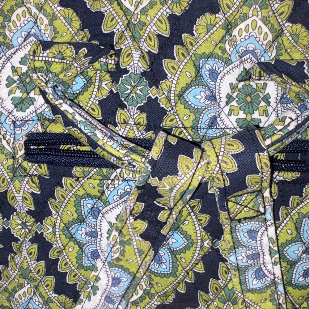 Vera Bradley Quilted Mini Backpack Purse Green Navy Blue - Picture 11 of 11